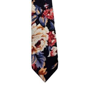 Original Penguin Floral Skinny Tie Linen Blend Dark Academia Boho Wedding Formal